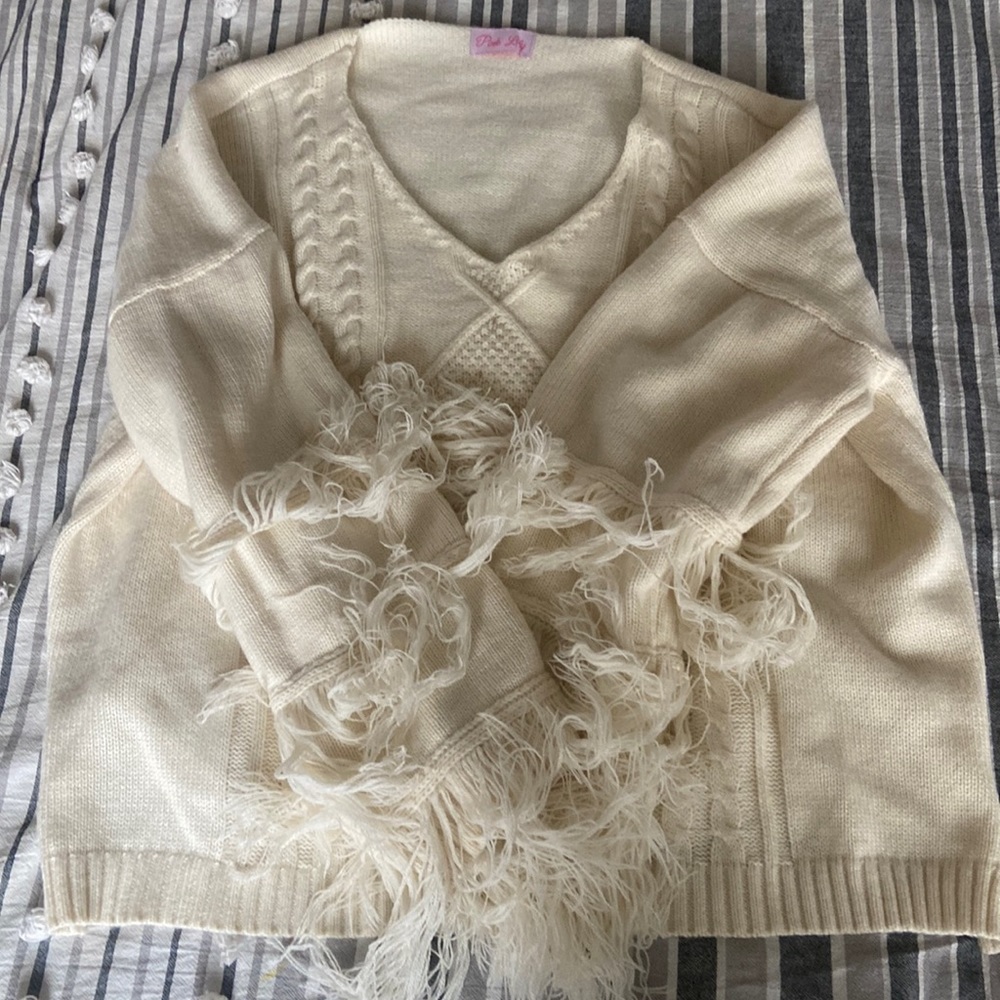 Cream fringe sweater